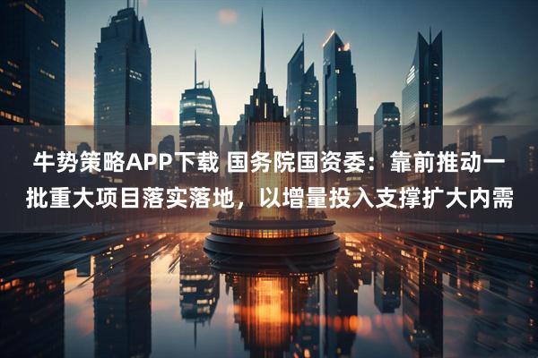 牛势策略APP下载 国务院国资委：靠前推动一批重大项目落实落地，以增量投入支撑扩大内需